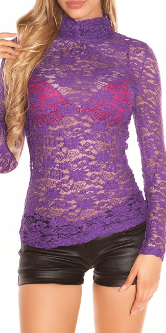 laced shirt with turtleneck Purple